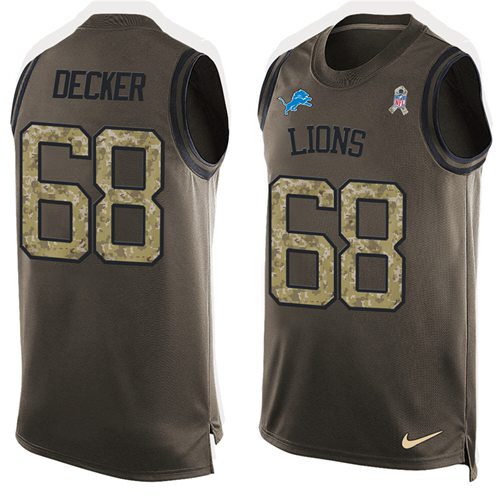 Nike Lions #68 Taylor Decker Green Men's Stitched NFL Limited Salute To Service Tank Top Jersey